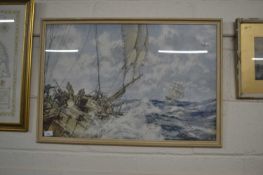 After Montague Dawson, coloured print, framed and glazed