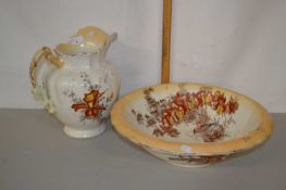 A Staffordshire Regina pattern wash bowl and jug