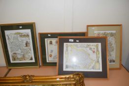 Four assorted maps, framed and glazed