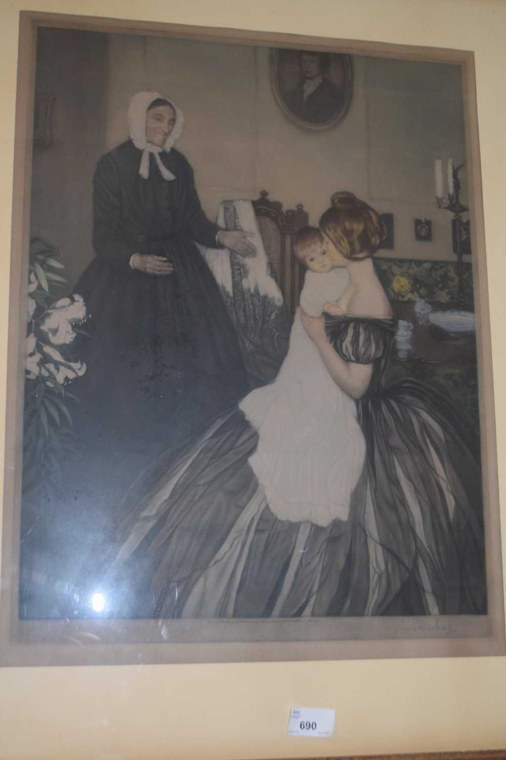 Mother and child by W G Blackhall, framed and glazed