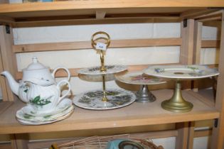 Quantity of assorted Lilly of the Valley printed tea wares and three cake stands