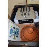 Mixed Lot: A tagine style dish and cover, a Pro-Audio Citronic mixer, light therapy lamp etc