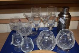 Cocktail shaker and a quantity of glass ware