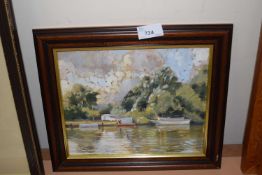 Broadland Boats, oil on board, framed and glazed