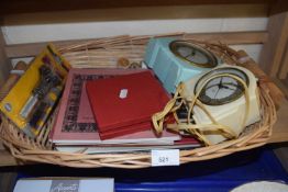 Mixed Lot: Vintage mantel clocks, watch case opener, books etc