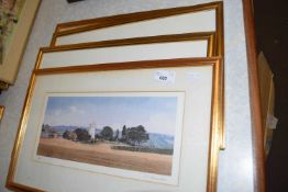 Four reproduction landscape prints