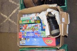Quantity of assorted children's games together with a pair of gentlemans work boots
