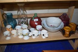 Mixed Lot: Novelty milk bottle, glass ware, egg cups, various ceramics etc