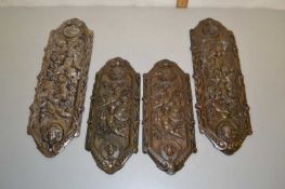 Four Victorian pressed metal door finger plates