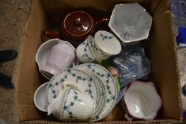 One box of various mixed tea wares and other items