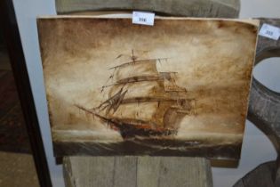 20th Century School study of a galleon, oil on canvas, unframed