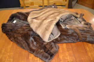 Vintage brown fur coat together with a large fur cape