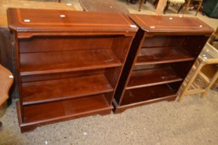 Pair of reproduction open front bookcase cabinets, 75cm wide