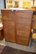 Pair of early 20th Century oak veneered four drawer filing cabinets (general ware throughout and