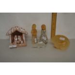 Mixed Lot: Pottery nativity scene and other ornaments
