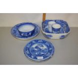 Mixed Lot: Various blue and white wares to include Wedgwood fallow deer plates, Spode blue Italian