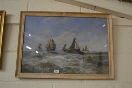 W Gill, study of fishing boats, oil on board, framed