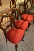 Set of three Victorian balloon back dining chairs