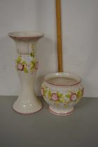 A modern porcelain jardiniere and stand