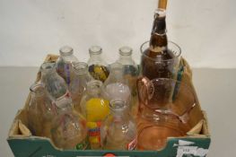 Quantity of various milk bottles, glass jug etc