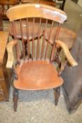 An elm seated Windsor style kitchen chair