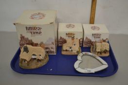 A group of Lilliput Lane cottages and a small picture frame