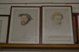 Group of four reproduction prints, figures in period costume