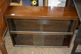 Mid Century two tier bookcase cabinet with sliding glass doors