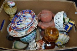 Mixed Lot: Various ceramics to include Imari plates, various Toby jugs and other assorted wares