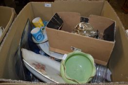 Mixed Lot: Oval meat plate, large glass fruit bowl, silver plated wares etc