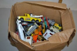 Box of various play worn toy cars