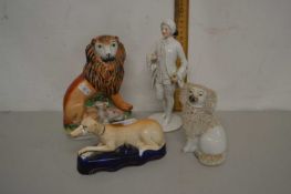 Mixed Lot: Staffordshire figure Lion and the Lamb together with three various others to include a