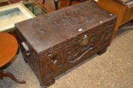 Chinese carved campher wood blanket box