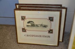Group of five various reproduction French Chateau prints