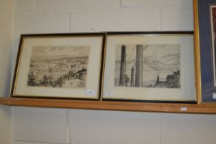 A pair of studies Liege and Ougree, indistinctly signed in pencil, framed and glazed
