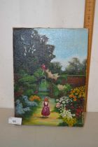 20th Century school oil on canvas study The Enchanted Garden