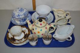 Tray of various assorted tea wares and other items