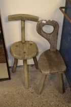 Two 20th Century milking type stools