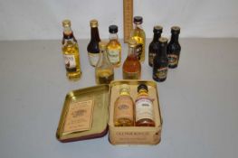 Collection of miniature bottles of whisky and spirits