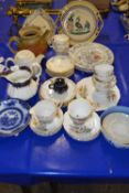 A large mixed lot including various tea wares, decorated plates and other items