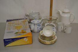 Mixed Lot: Various assorted tea wares, box of drinking glasses etc