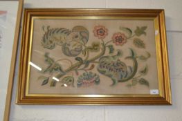 Framed needlework picture of flowers