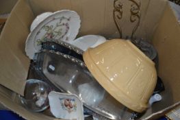 Box of various mixed items, serving dishes, mixing bowl, assorted ceramics etc