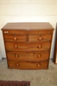 Victorian mahogany bow front chest of two short over three long drawers