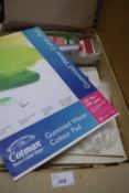 Quantity of assorted artists materials to include papers, coloured card, envelopes etc