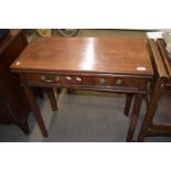 Mahogany fold over table with single drawer