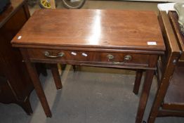 Mahogany fold over table with single drawer