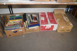 Four boxes of assorted books to include railways and others