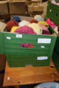 Two boxes of assorted balls of wool