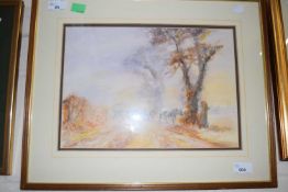 Robert D. Aldridge (British, 20th century), Grazing cattle, watercolour,10x14ins, signed, framed and